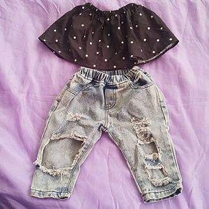 Toddler girls jeans and bandeau top